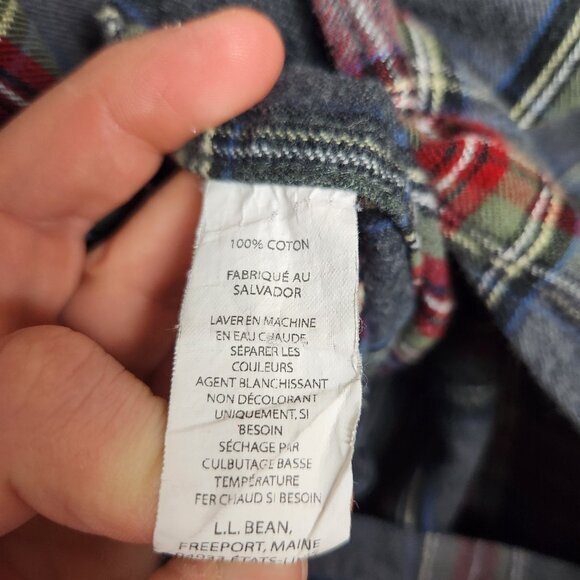 LL Bean Mens Shirt L Tall Gray Scotch Plaid Flannel Long Sleeve 228066 - Picture 5 of 5